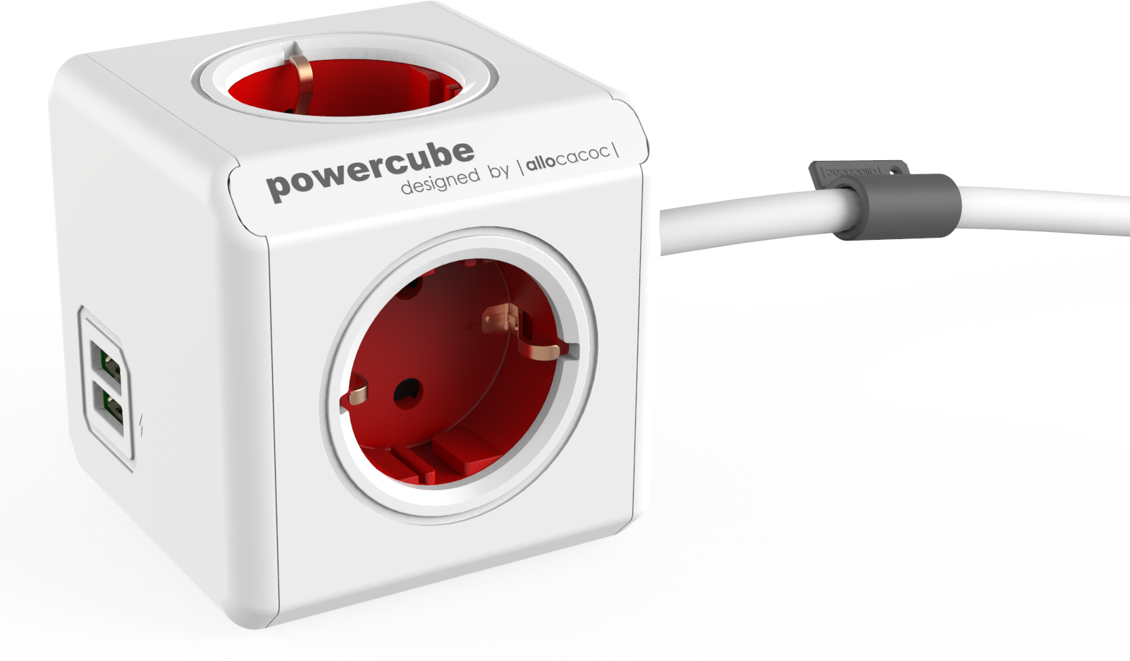 Sieťový napájací kábel PowerCube Extended Biela-Červená 150 cm Schuko-USB