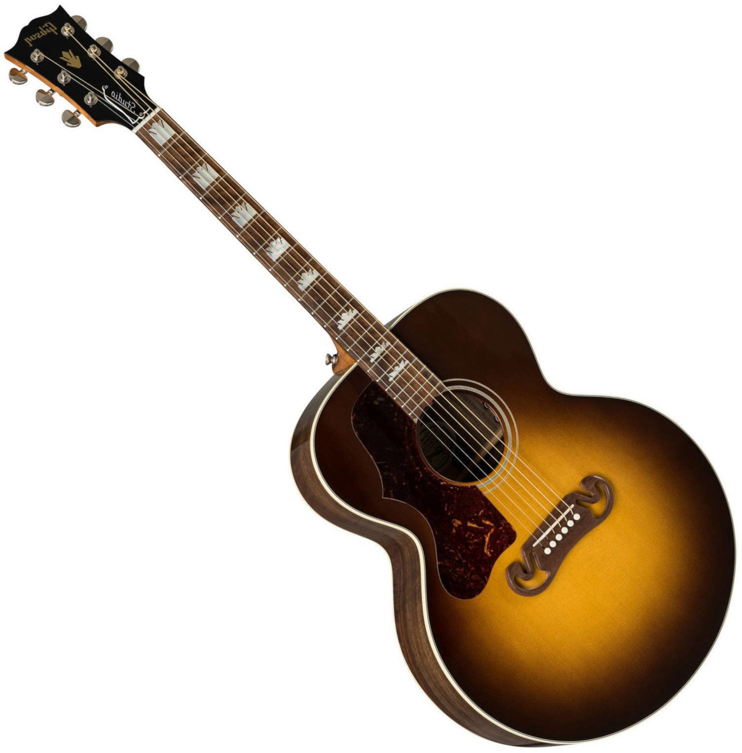Guitare Jumbo acoustique-électrique Gibson J-200 Studio 2019 Walnut Burst Lefty