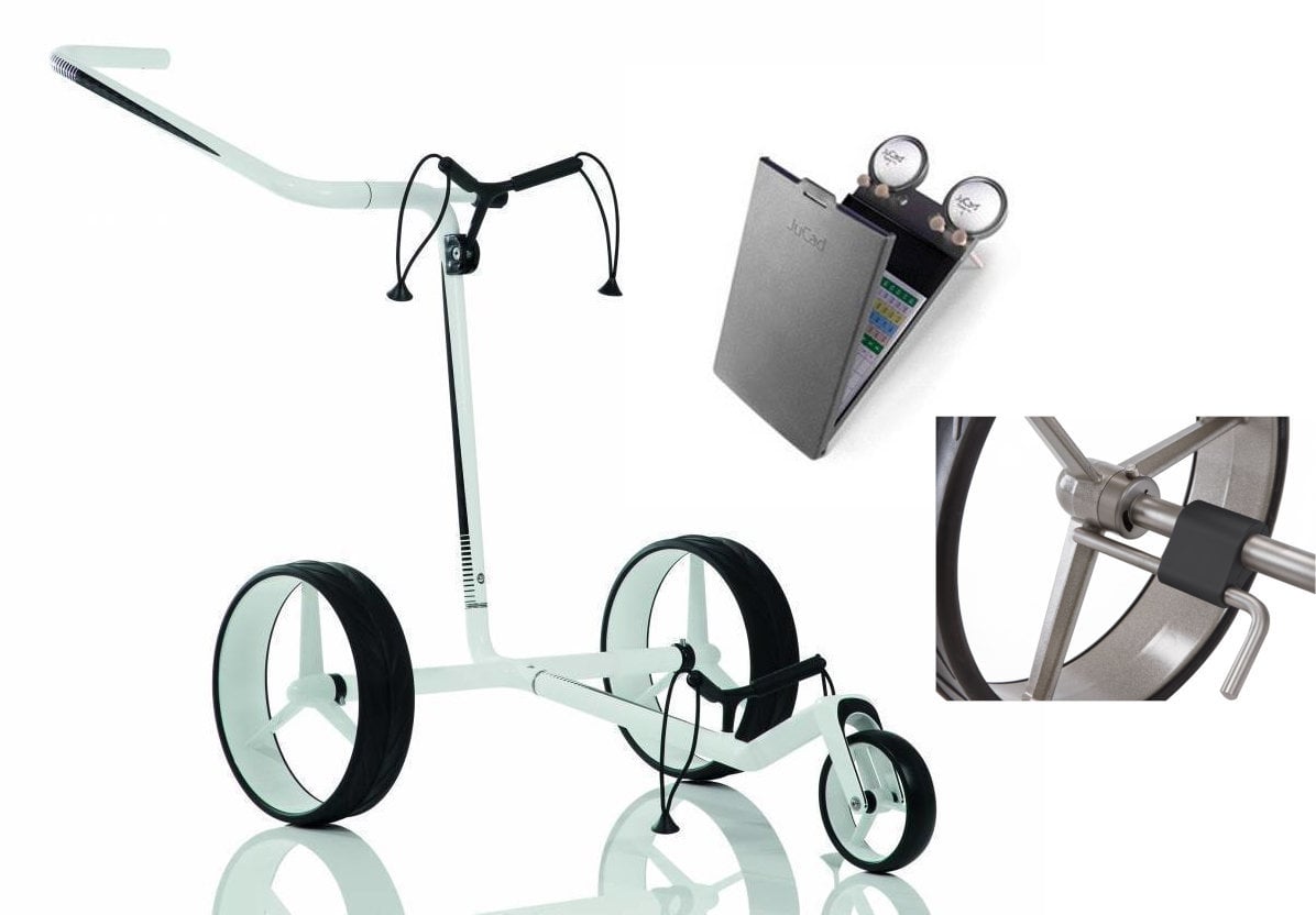 Wózek golfowy ręczny Jucad Carbon 3-Wheel Deluxe SET White/Black Wózek golfowy ręczny
