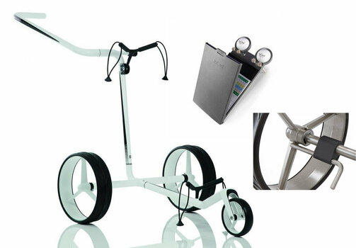 Wózek golfowy ręczny Jucad Carbon 3-Wheel Deluxe SET White/Black Wózek golfowy ręczny - 1