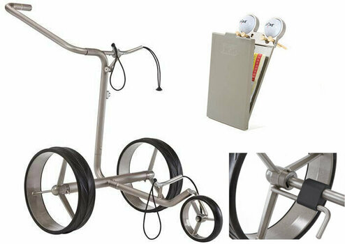 Wózek golfowy ręczny Jucad Junior Steel 3-Wheel Deluxe SET Silver Wózek golfowy ręczny - 1