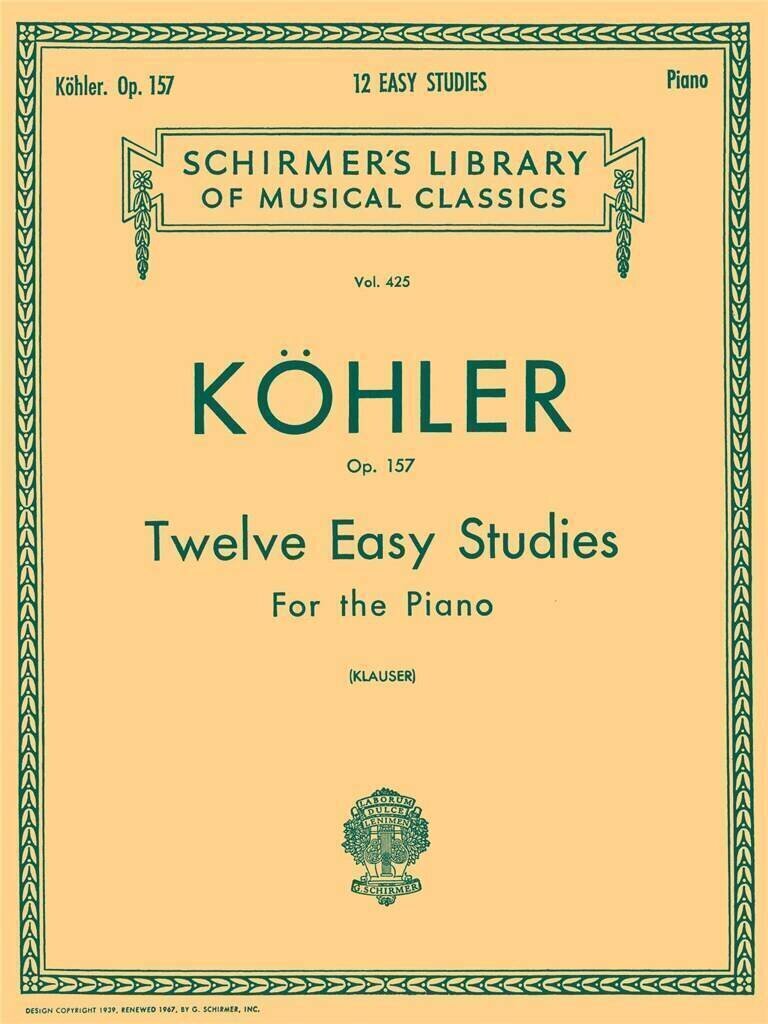 Sheet Music G. Schirmer 12 Easy Studies, Op. 157 Schirmer Library of Classics Volume 425 Piano Technique Sheet Music