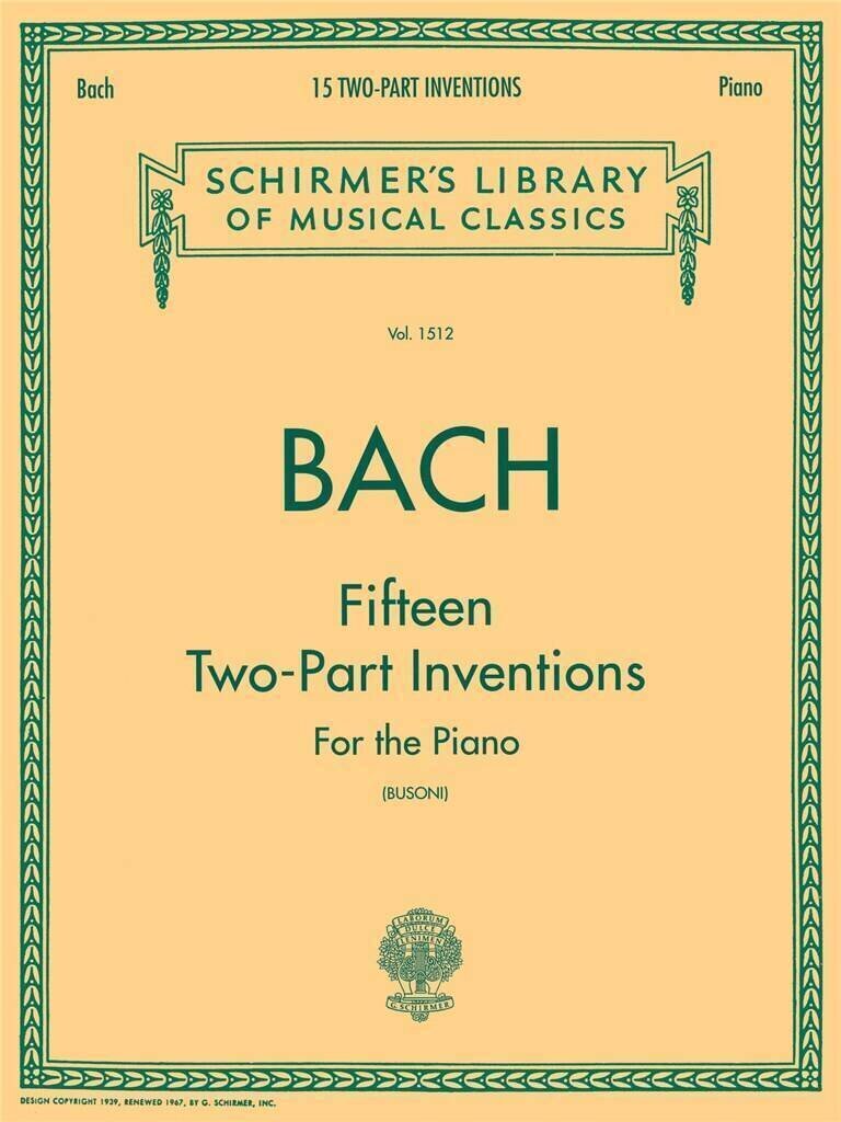 Noder G. Schirmer 15 Two-Part Inventions Schirmer Library of Classics Volume 1512 Piano Solo, arr. Busoni Noder