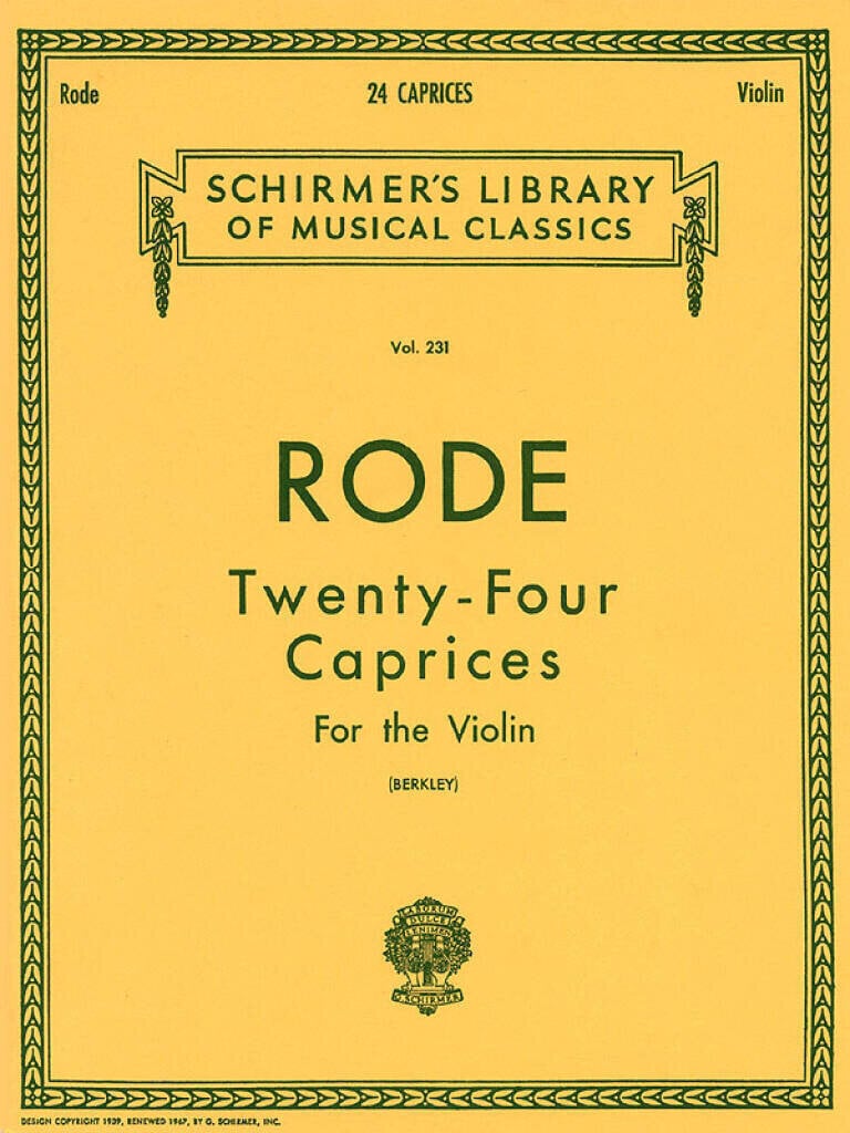 Noder G. Schirmer 24 Caprices Schirmer Library of Classics Volume 231 Violin and Piano Noder
