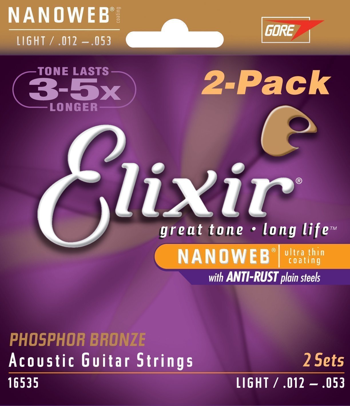 Guitar strings Elixir 16535 Phosphor Bronze with NANOWEB