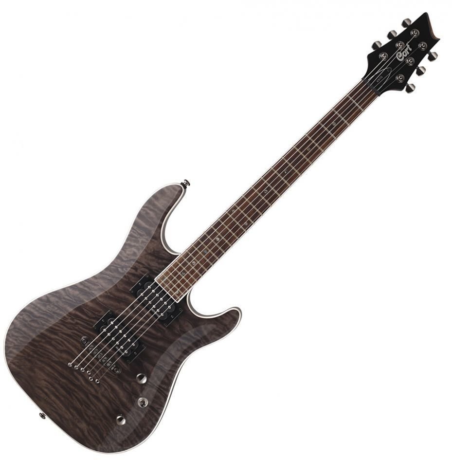 Electric guitar Cort KX1Q Transparent Charcoal Grey