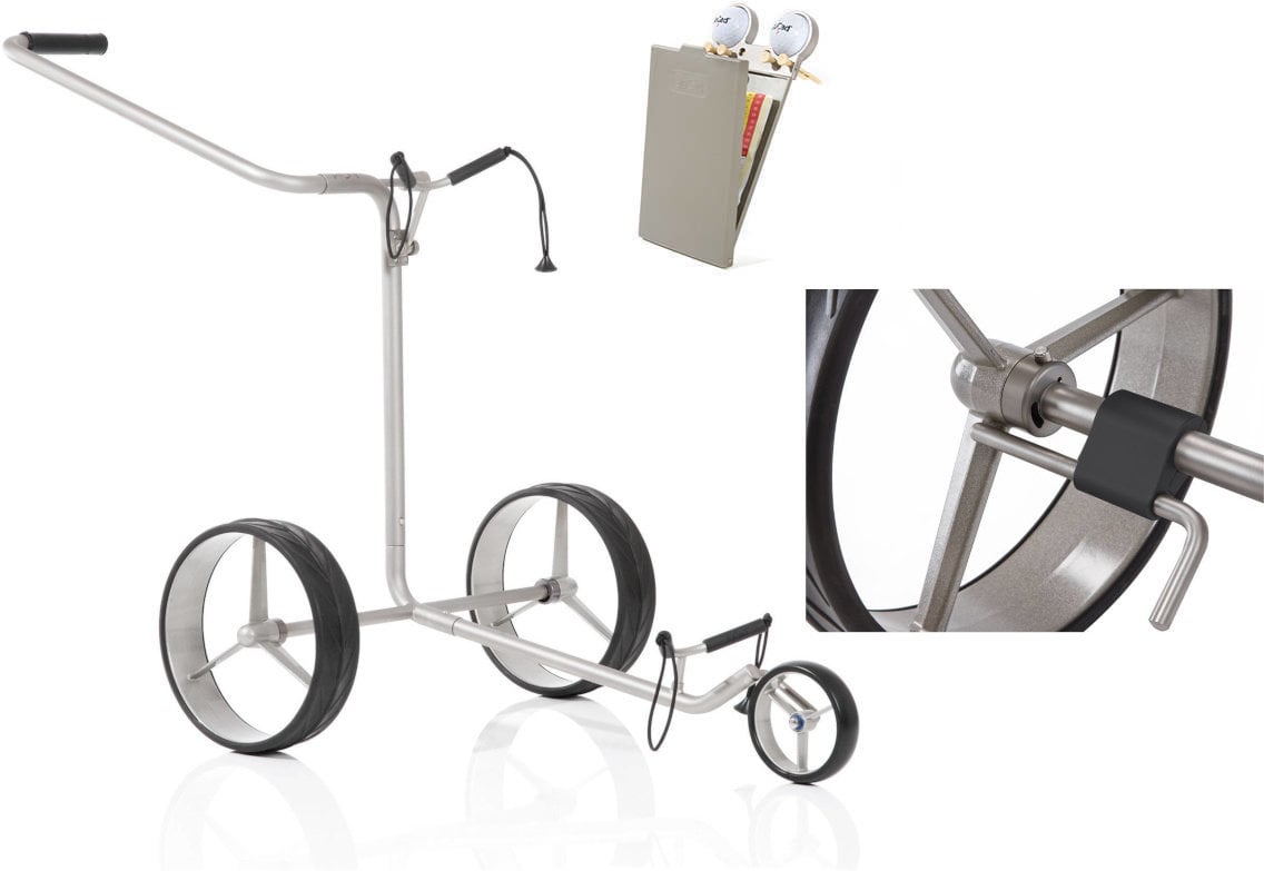 Handmatige golftrolley Jucad Titan 3-Wheel Deluxe SET Silver Handmatige golftrolley