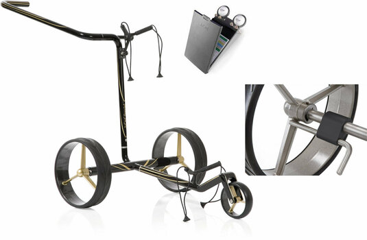 Chariot de golf manuel Jucad Carbon 3-Wheel Deluxe SET Black/Gold Chariot de golf manuel - 1