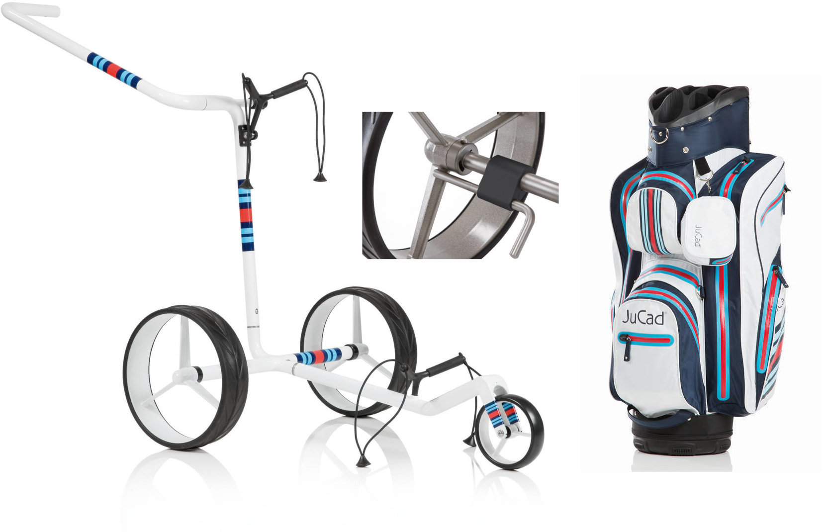 Wózek golfowy ręczny Jucad Carbon 3-Wheel Deluxe SET White Wózek golfowy ręczny