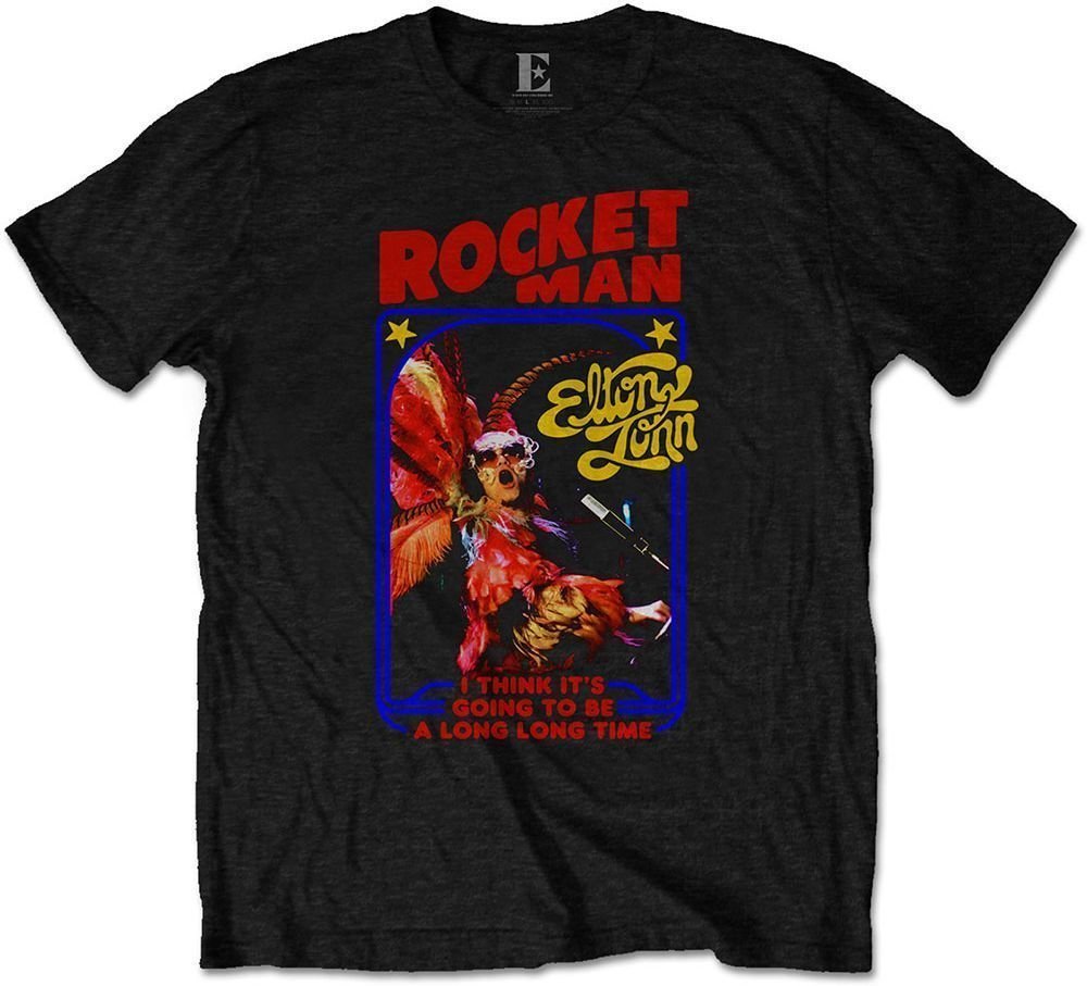 Camiseta de manga corta Elton John Camiseta de manga corta Rocketman Feather Suit Negro S