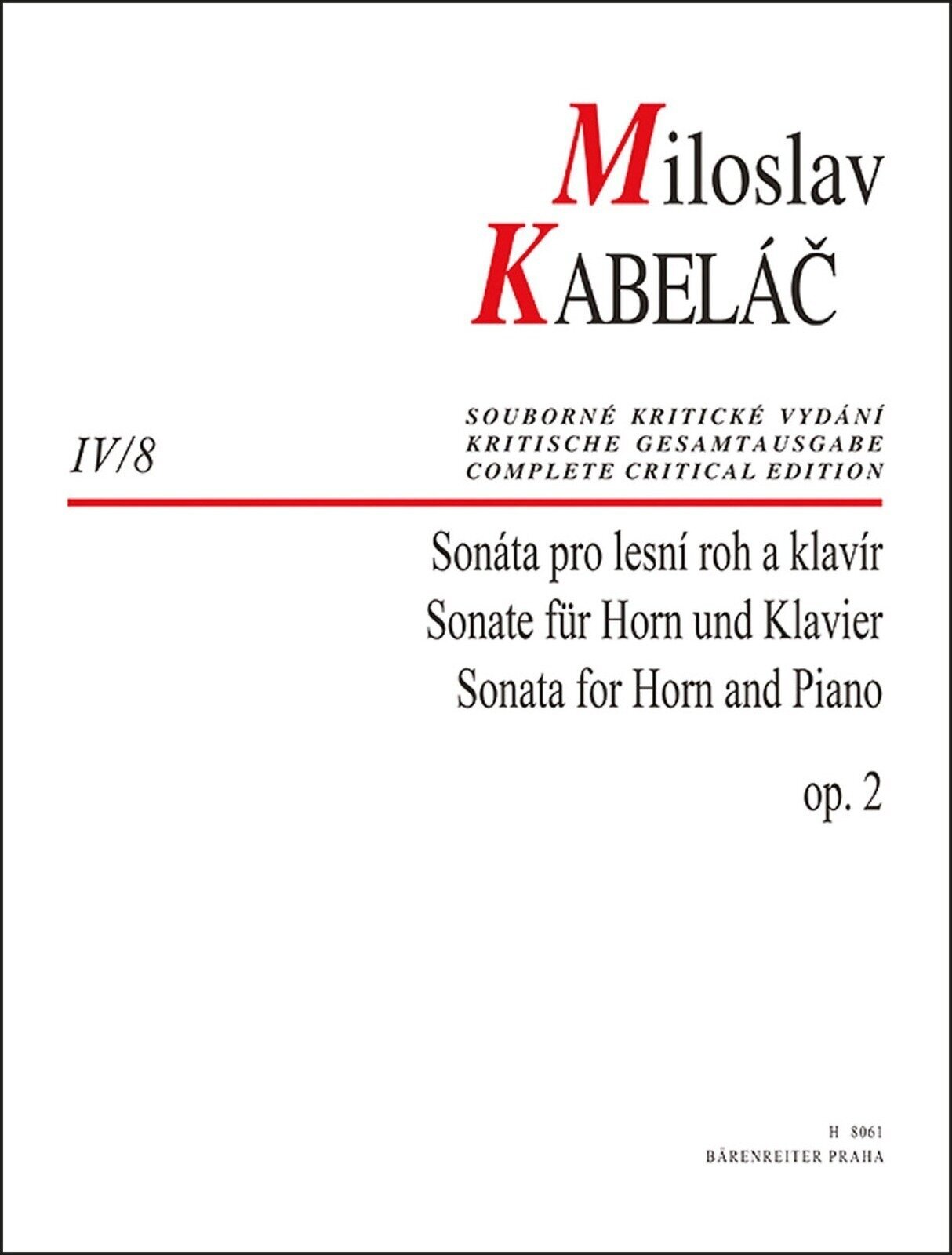 Sheet Music Bärenreiter Sonáta pro lesní roh a klavír op. 2 Sheet Music
