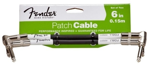 Verbindingskabel / patchkabel Fender Performance Series Patch Cable 15 cm Black Two-Pack