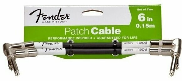 Cabo adaptador/de patch Fender Performance Series Patch Cable 15 cm Black Two-Pack - 1