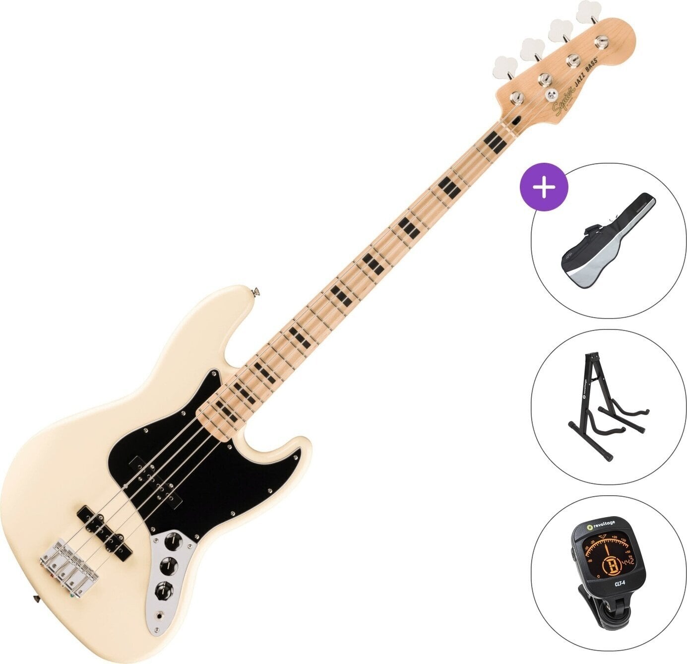 Basse électrique Fender Squier Affinity Series Active Jazz Bass MN Standard SET Olympic White Basse électrique