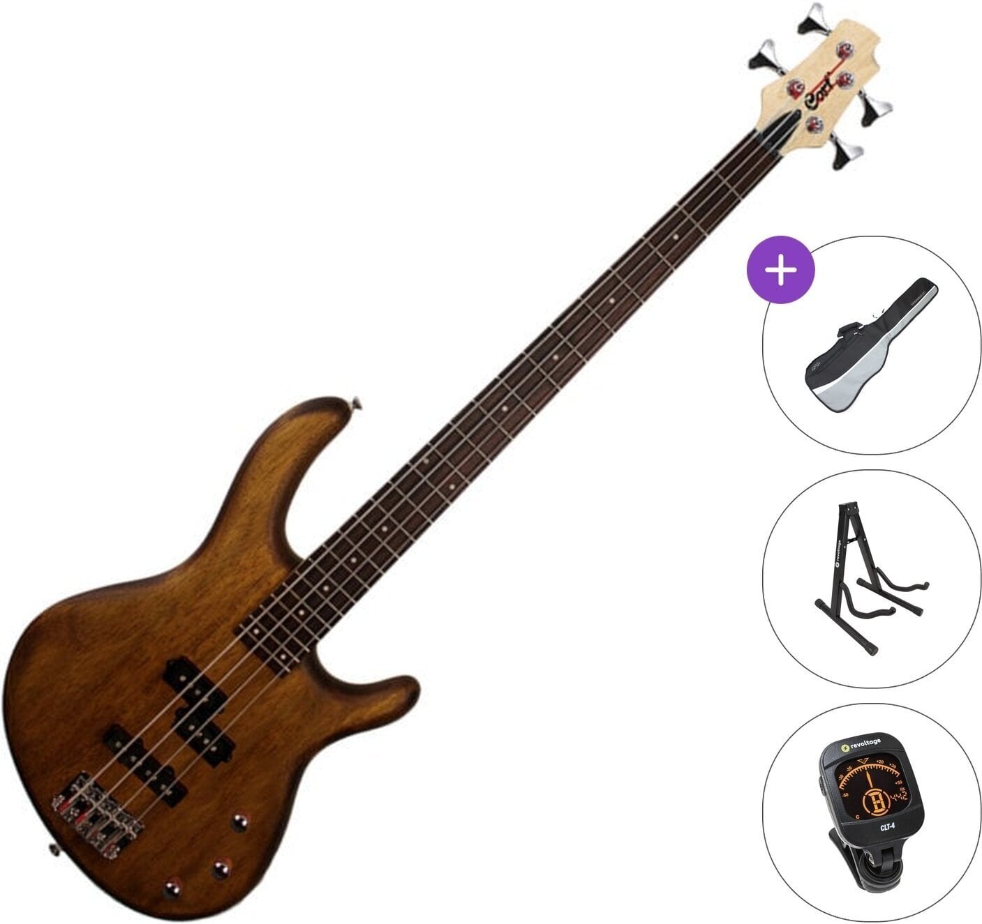 Elektromos basszusgitár Cort Action PJ Standard SET Open Pore Walnut Elektromos basszusgitár