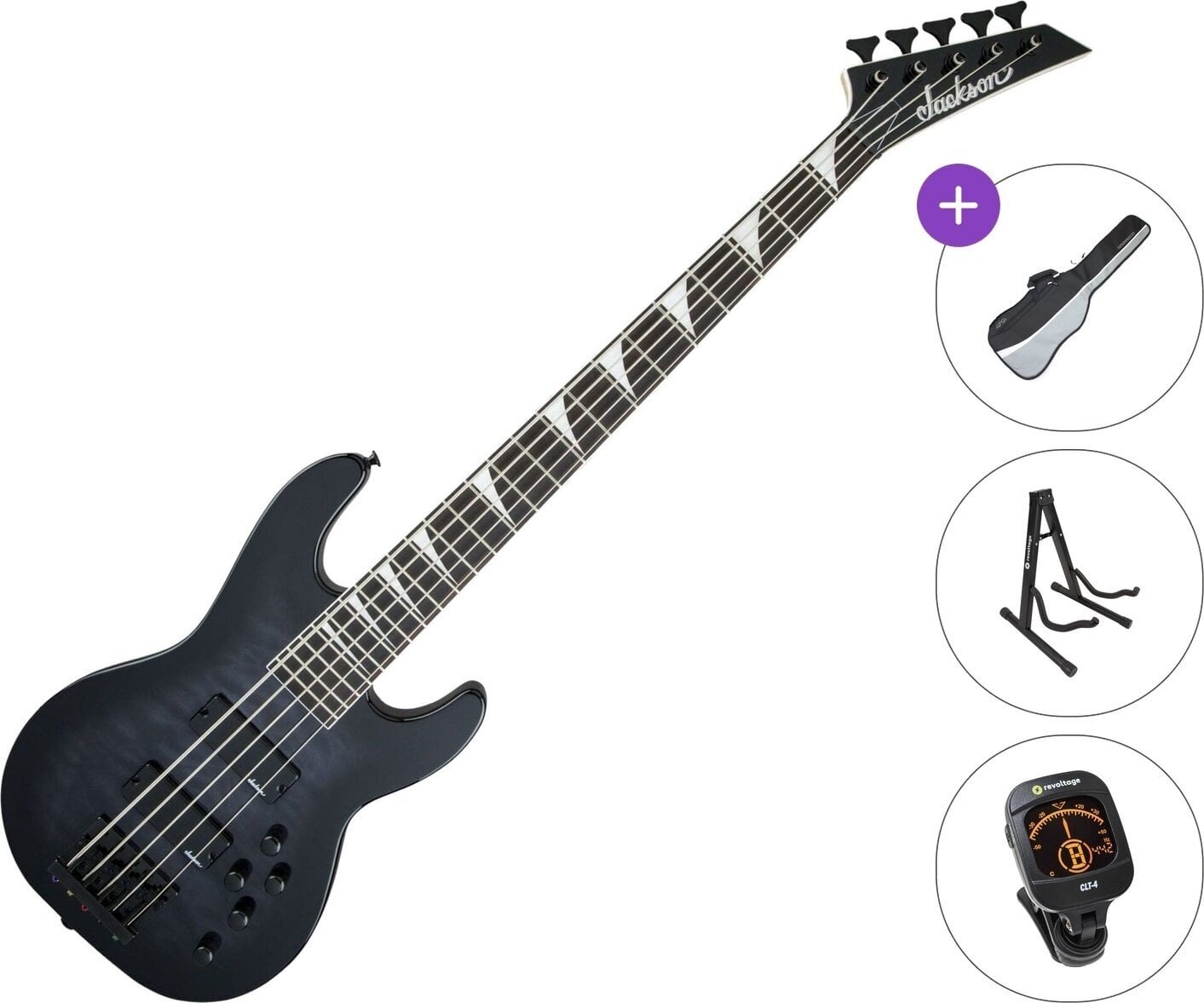 5 žičana bas gitara Jackson JS Series Concert Bass JS3VQ AH Standard SET Transparent Black Sunburst 5 žičana bas gitara
