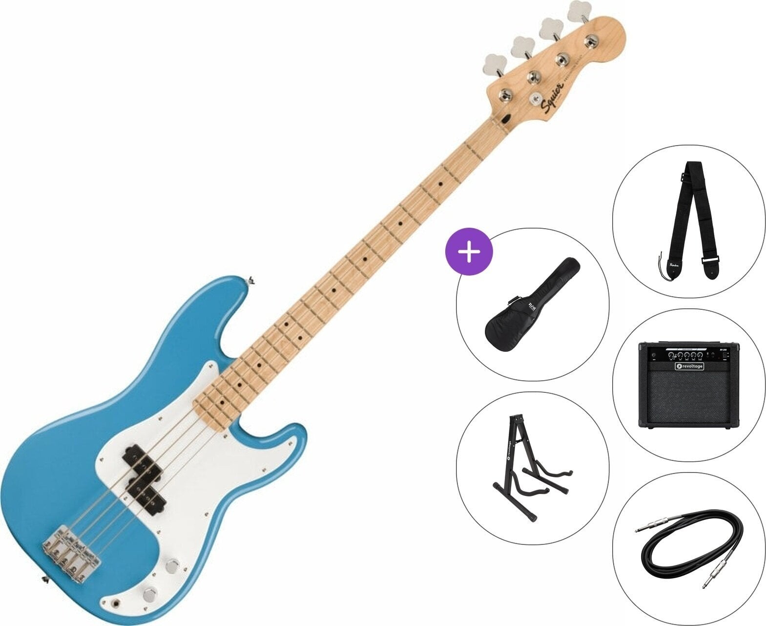 Elektromos basszusgitár Fender Squier Sonic Precision Bass MN Premium SET California Blue Elektromos basszusgitár