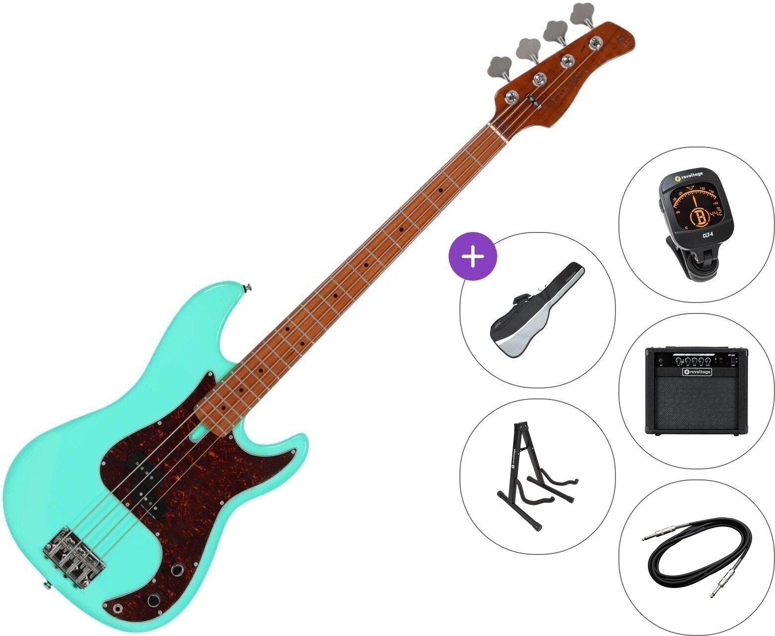 4-kielinen bassokitara Sire Marcus Miller P5 Alder-4 Premium SET Mild Green 4-kielinen bassokitara