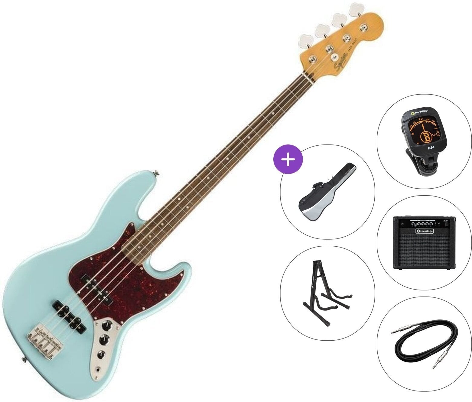 4 stīgu basģitāra Fender Squier Classic Vibe '60s Jazz Bass IL Premium SET Daphne Blue 4 stīgu basģitāra
