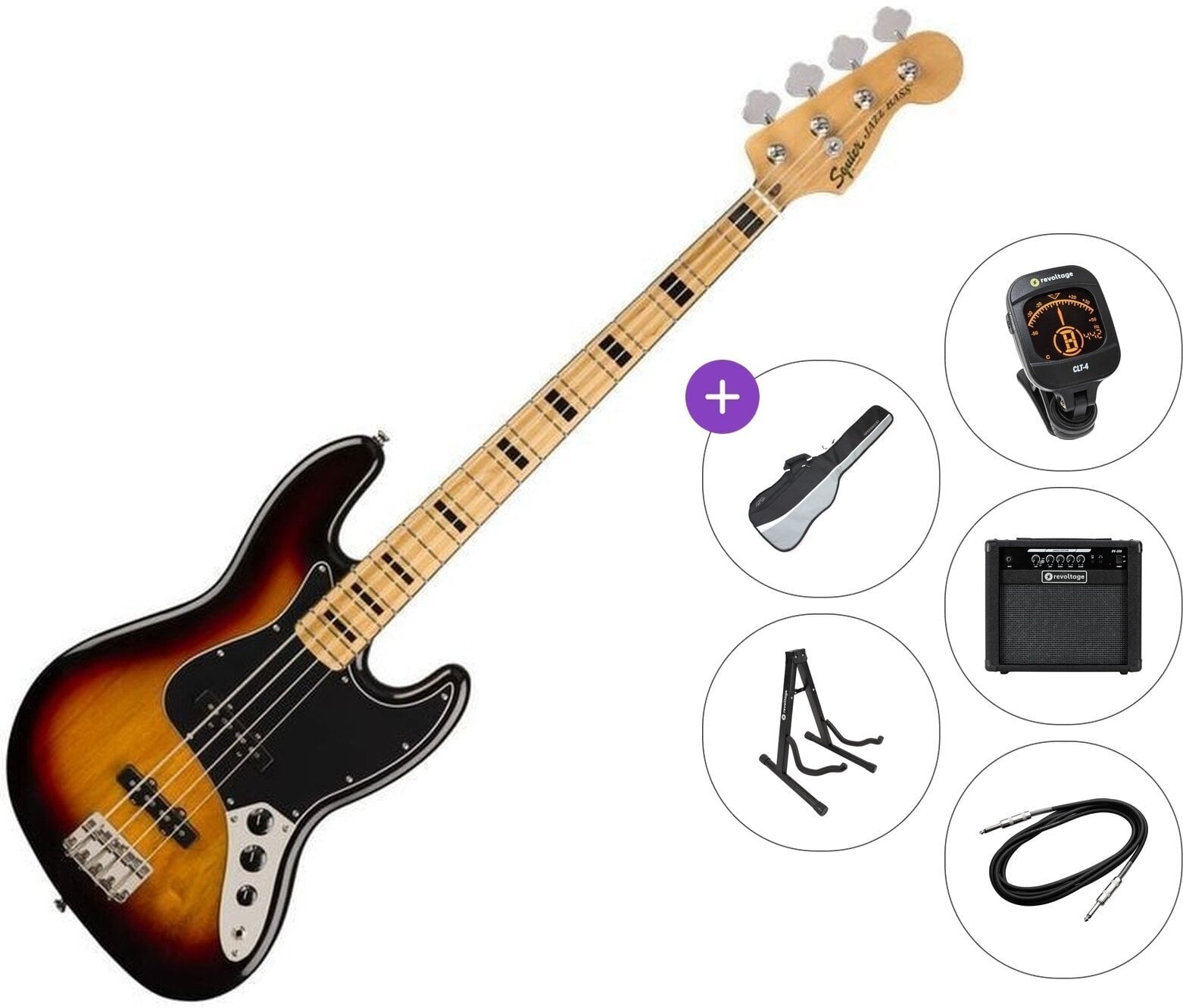 Basse électrique Fender Squier Classic Vibe '70s Jazz Bass MN Premium SET 3-Color Sunburst Basse électrique