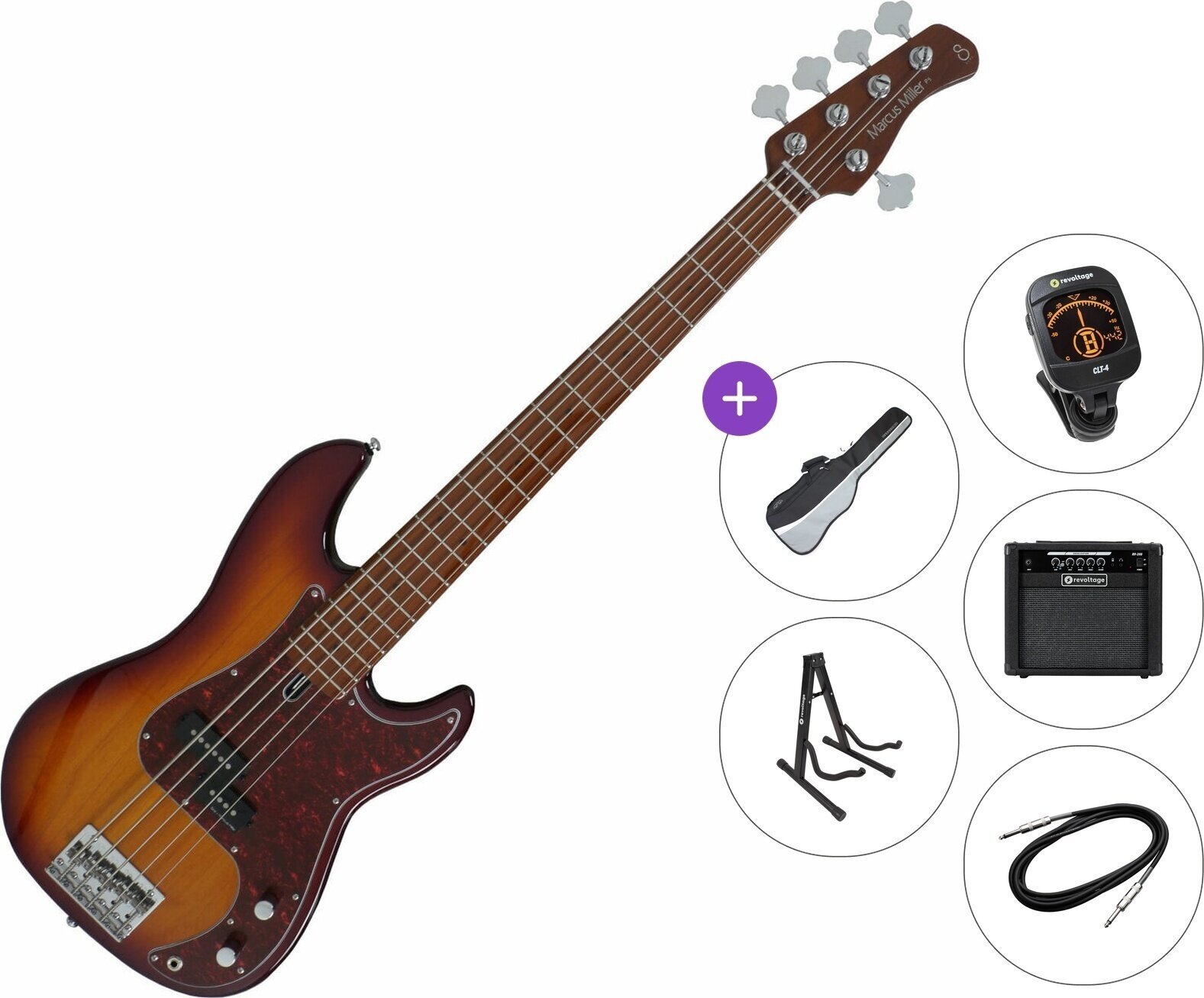 5-string Bassguitar Sire Marcus Miller P5 Alder-5 Premium SET Tobacco Sunburst 5-string Bassguitar