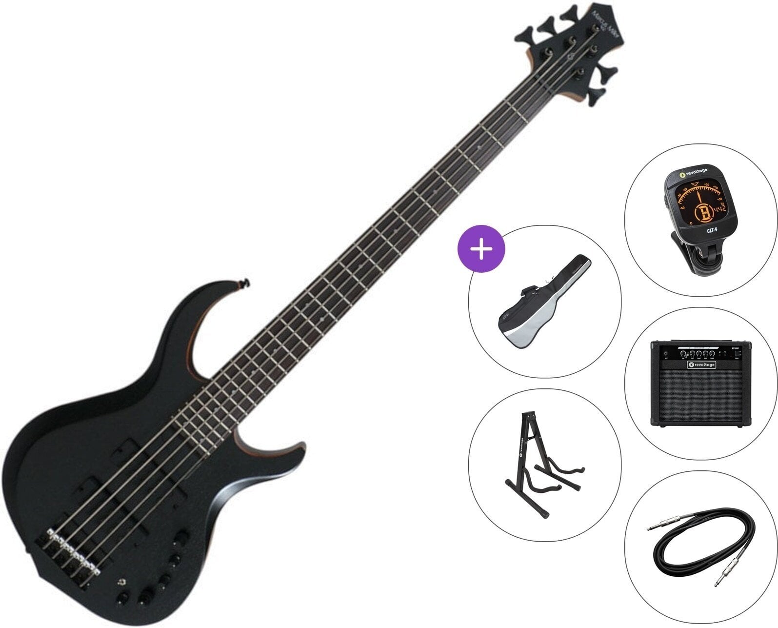 Bajo de 5 cuerdas Sire Marcus Miller M2-5 2nd Gen Premium SET Transparent Black Bajo de 5 cuerdas