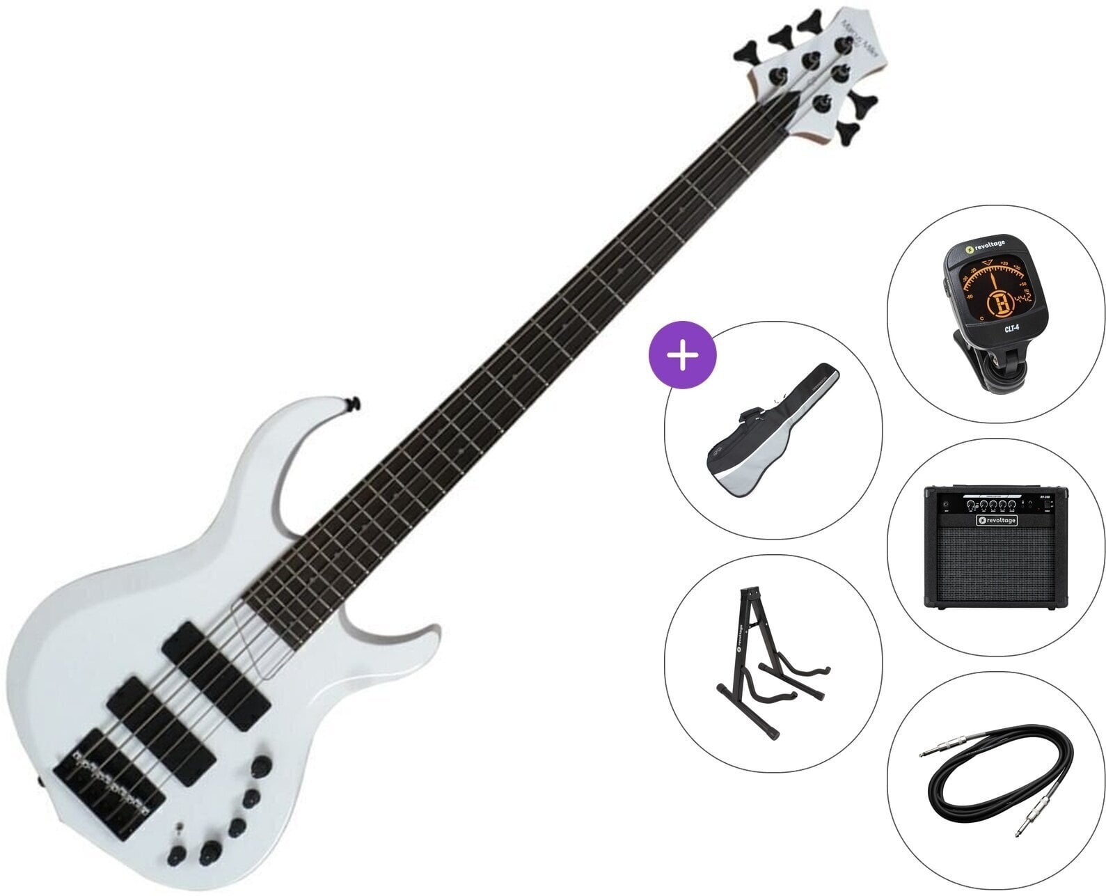 5-strunná baskytara Sire Marcus Miller M2-5 2nd Gen Premium SET White Pearl 5-strunná baskytara