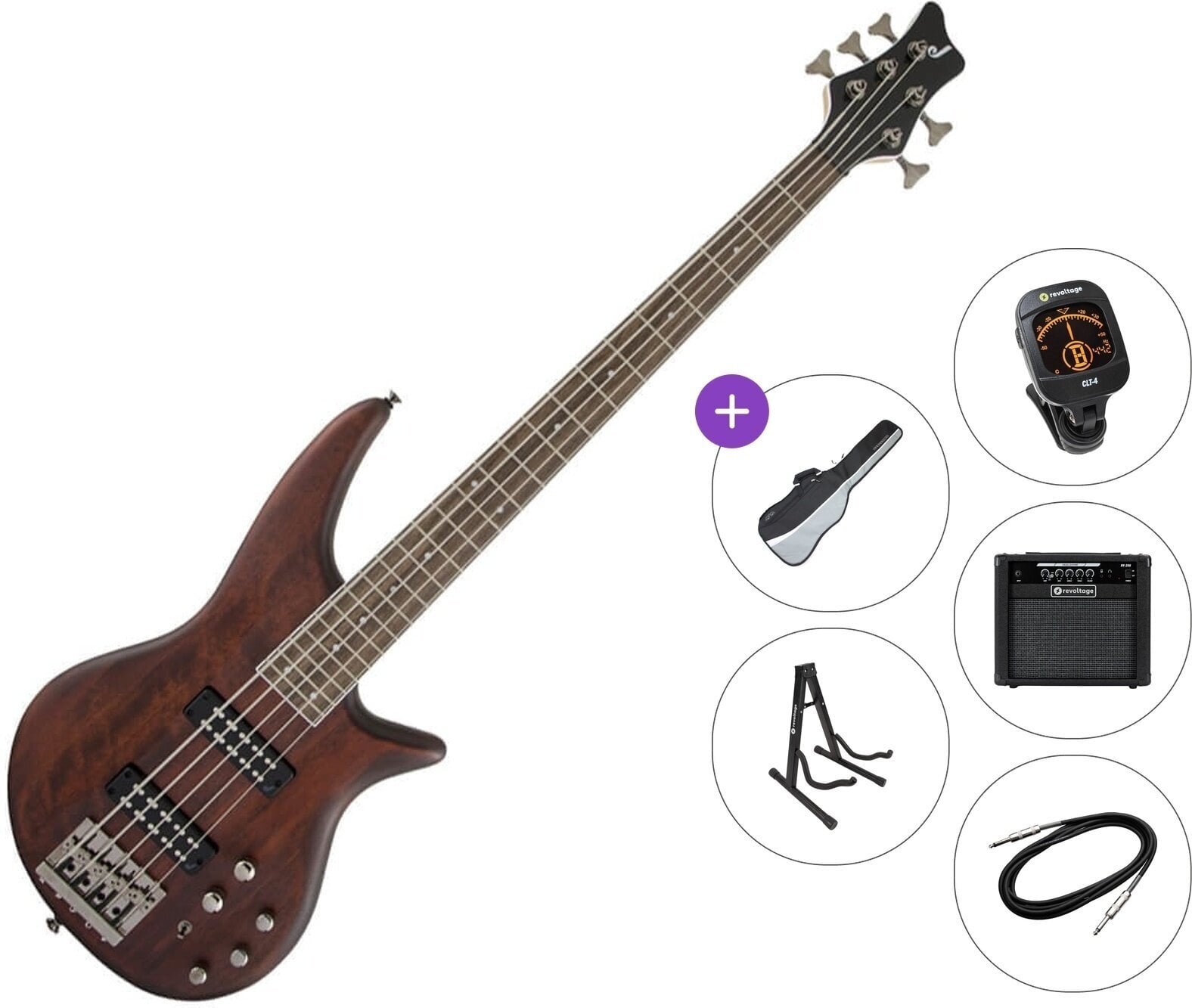 5 žičana bas gitara Jackson JS Series Spectra Bass JS3V LF Premium SET Walnut Stain 5 žičana bas gitara