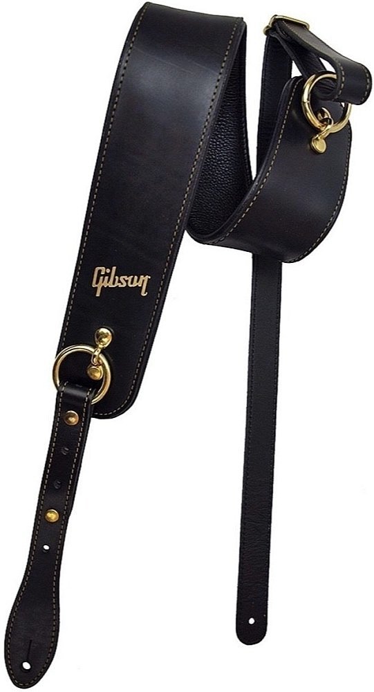 Leather guitar strap Gibson The Premium Saddle Leather guitar strap Black