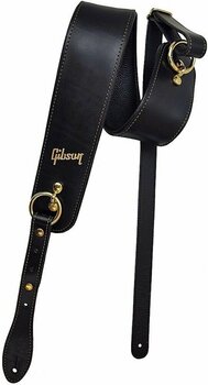 Leather guitar strap Gibson The Premium Saddle Leather guitar strap Black - 1