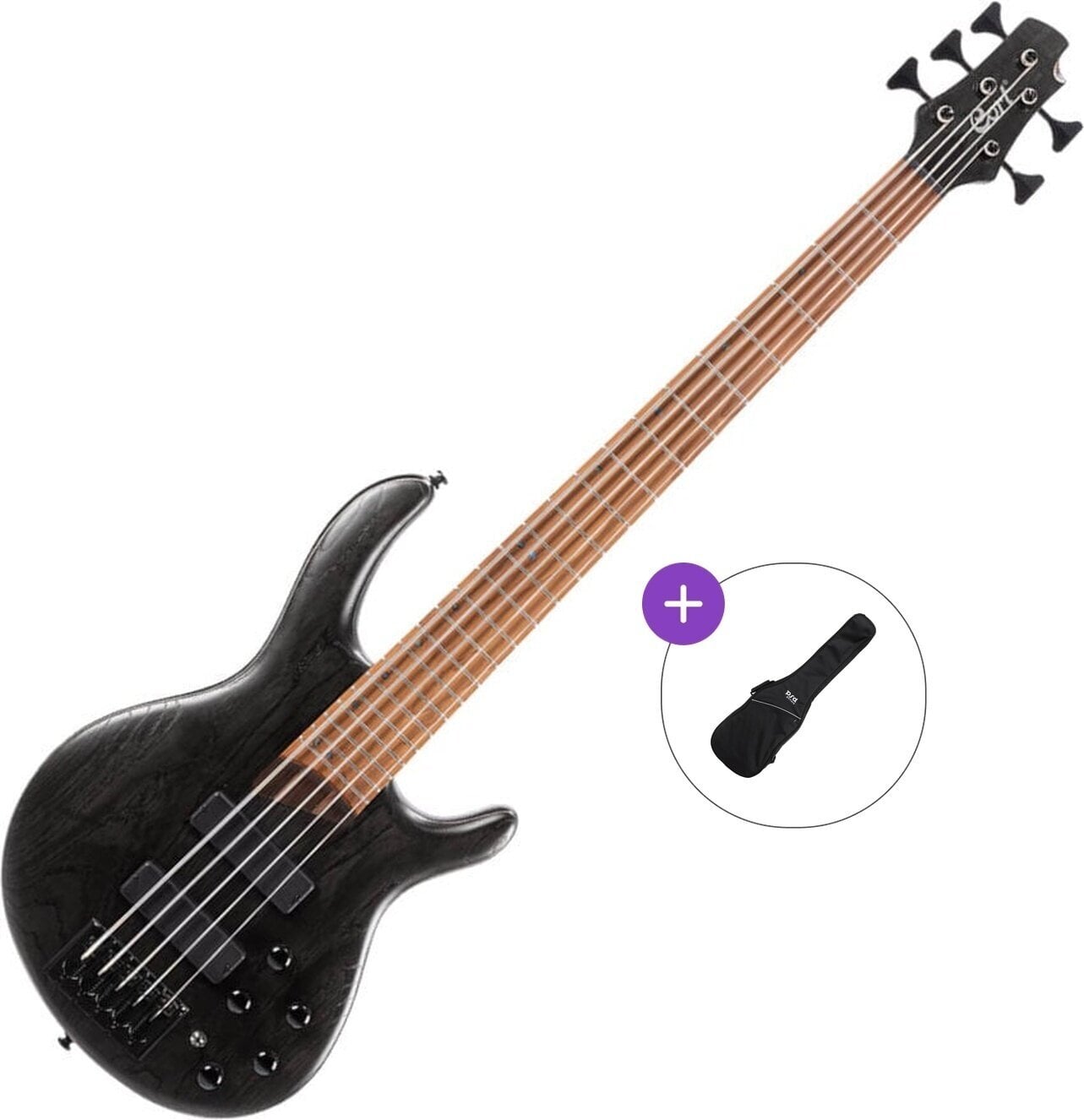 5-strenget basguitar Cort B5 Element Open Pore Basic SET Trans Black 5-strenget basguitar