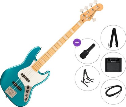 5-strenget basguitar Fender Squier Classic Vibe Active '70s Jazz Bass V MN Premium SET Ocean Turquoise 5-strenget basguitar - 1
