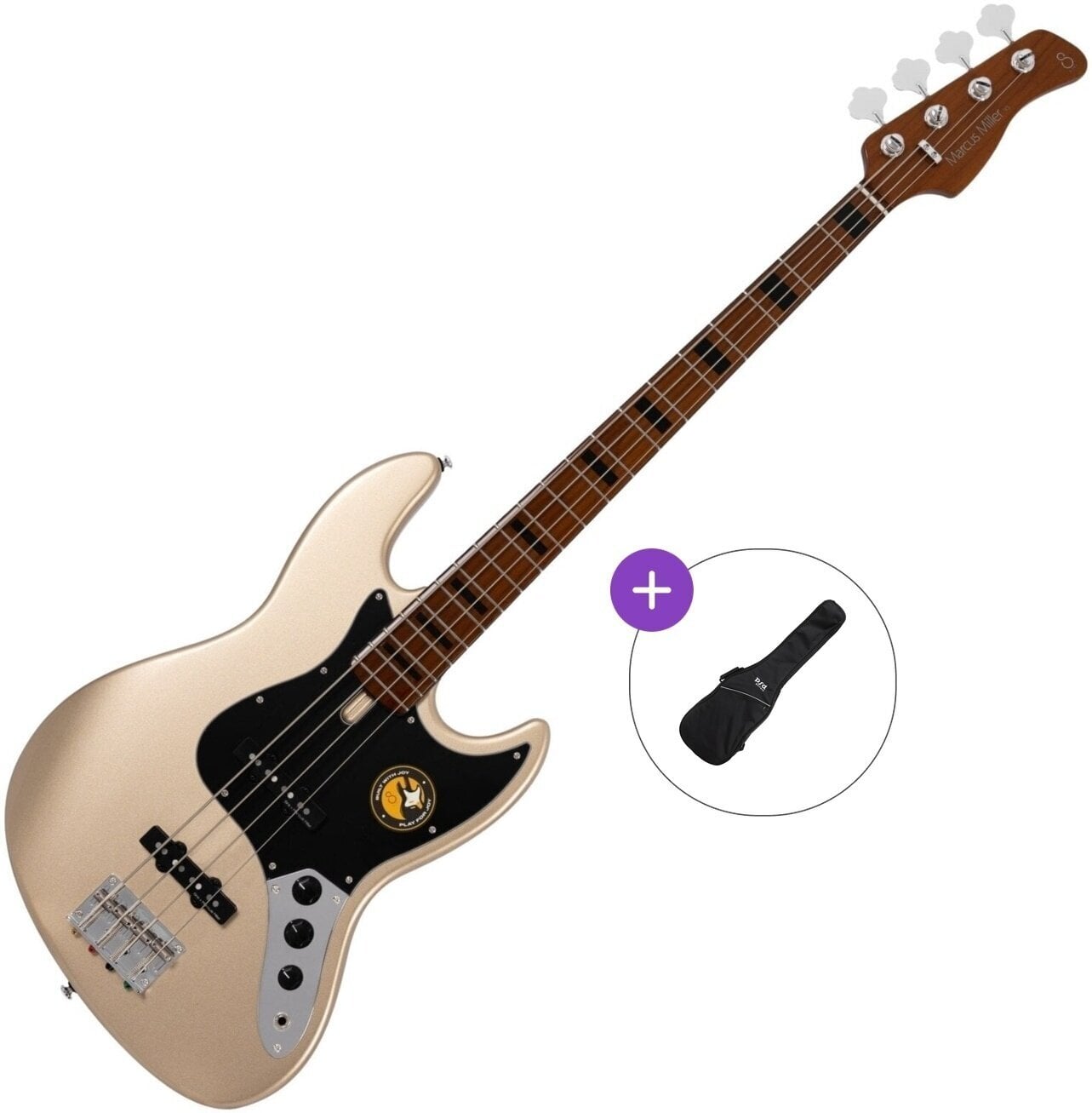 Bajo de 4 cuerdas Sire Marcus Miller V5 Alder-4 Basic SET Champagne Gold Metallic Bajo de 4 cuerdas
