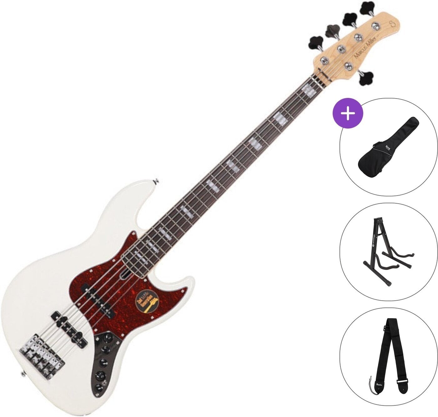 5-snarige basgitaar Sire Marcus Miller V7 Alder-5 2nd Gen Standard SET Antique White 5-snarige basgitaar