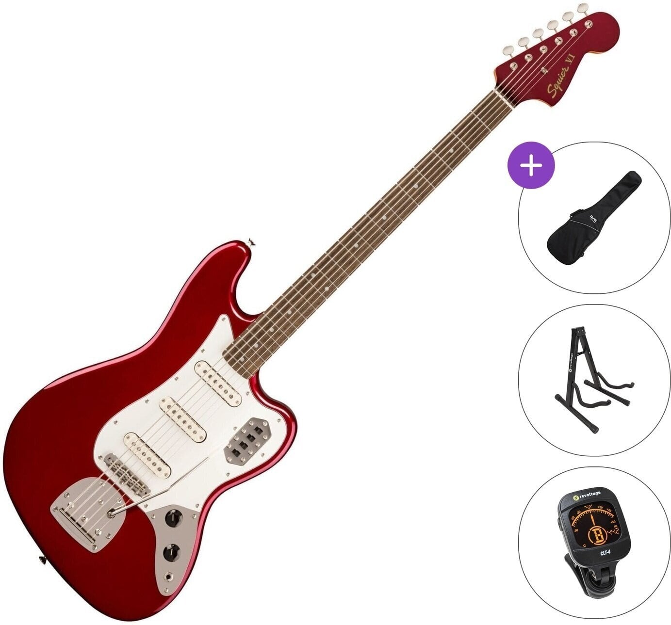 6 strunska bas kitara Fender Squier FSR Classic Vibe Bass VI LRL Standard SET Candy Apple Red 6 strunska bas kitara