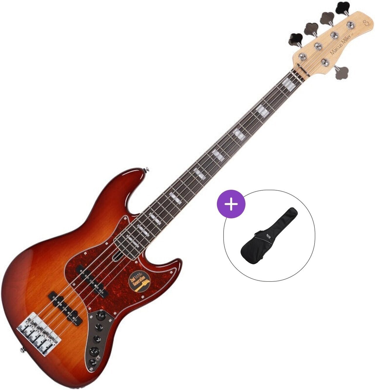 5 stīgu basģitāra Sire Marcus Miller V7 Alder-5 2nd Gen Basic SET Tobacco Sunburst 5 stīgu basģitāra
