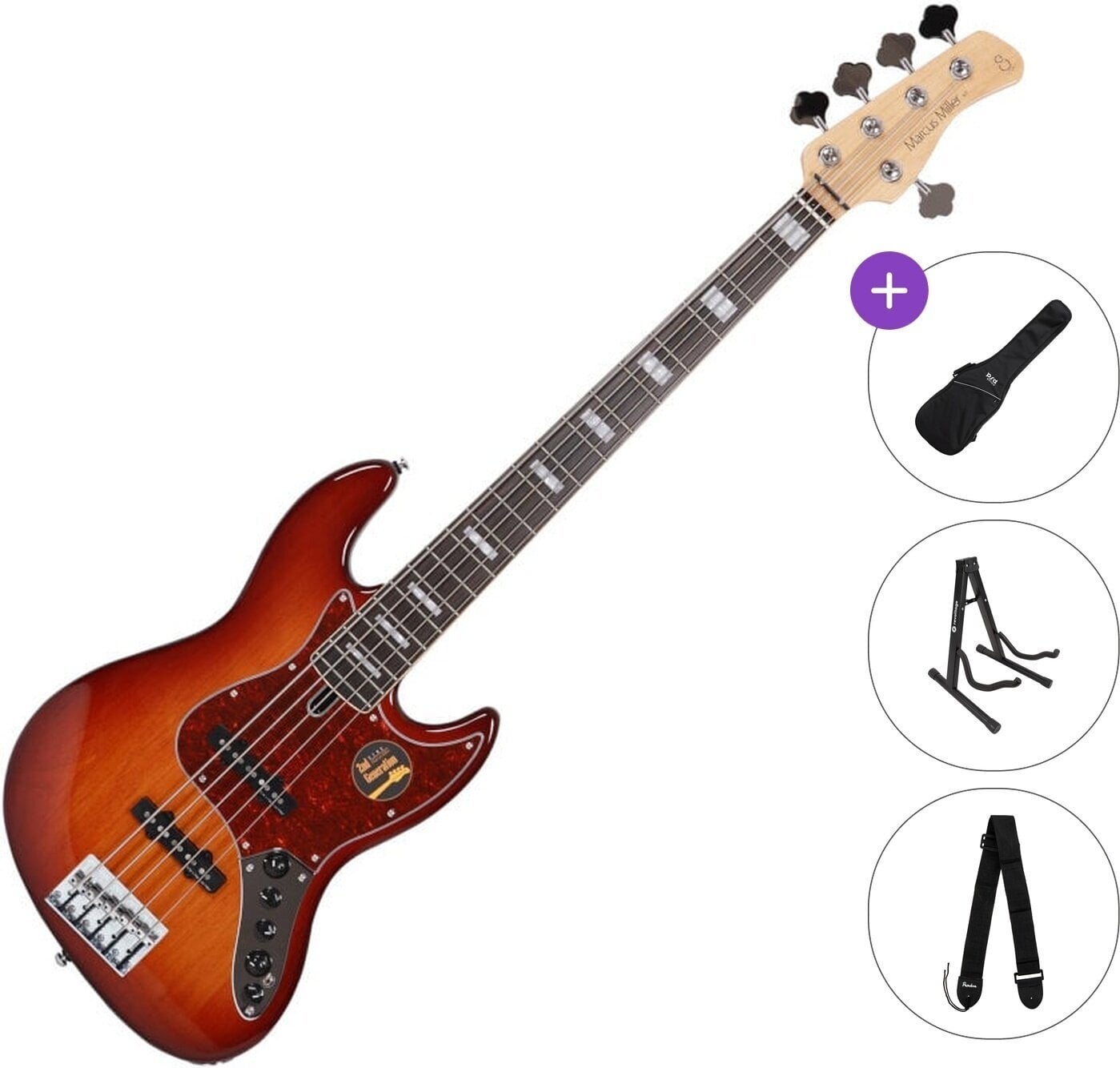 5 stīgu basģitāra Sire Marcus Miller V7 Alder-5 2nd Gen Standard SET Tobacco Sunburst 5 stīgu basģitāra