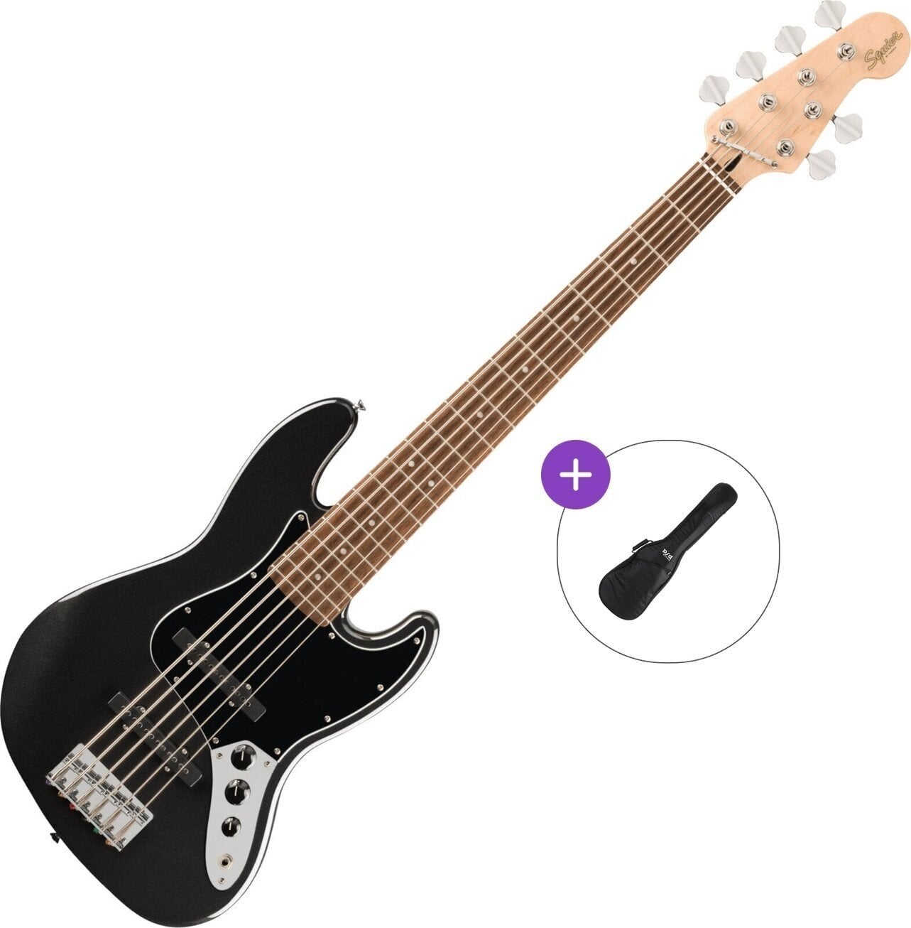 6-strenget basguitar Fender Squier Affinity Series Jazz Bass VI LRL Basic SET Black Metallic 6-strenget basguitar