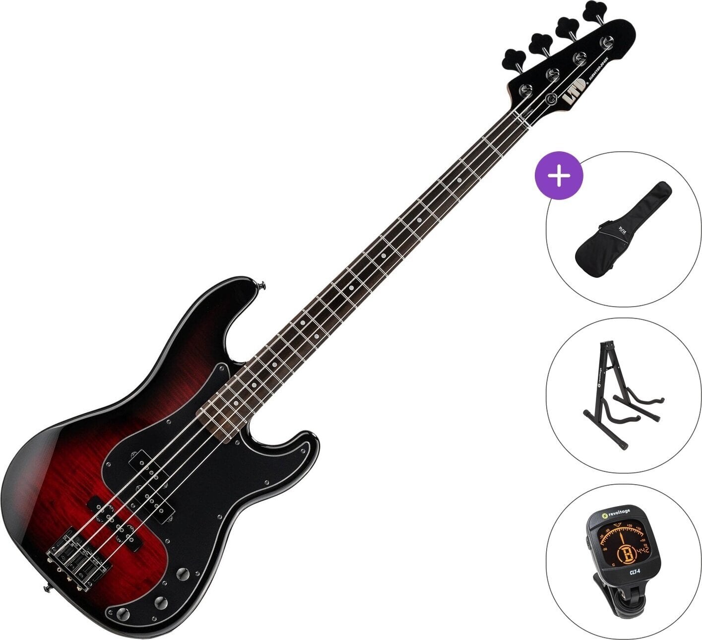 Električna bas kitara ESP LTD SURVEYOR-204DX Standard SET Red Burst Električna bas kitara