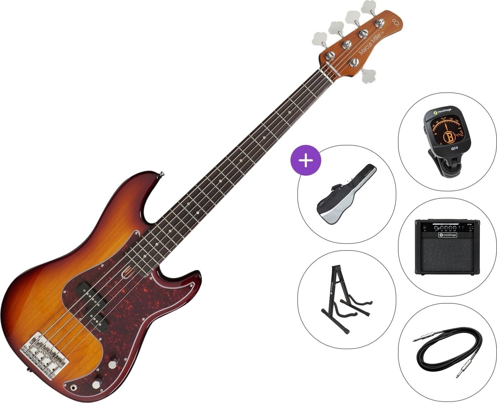 5 strunska bas kitara Sire Marcus Miller P5R Alder-5 Premium SET Tobacco Sunburst 5 strunska bas kitara
