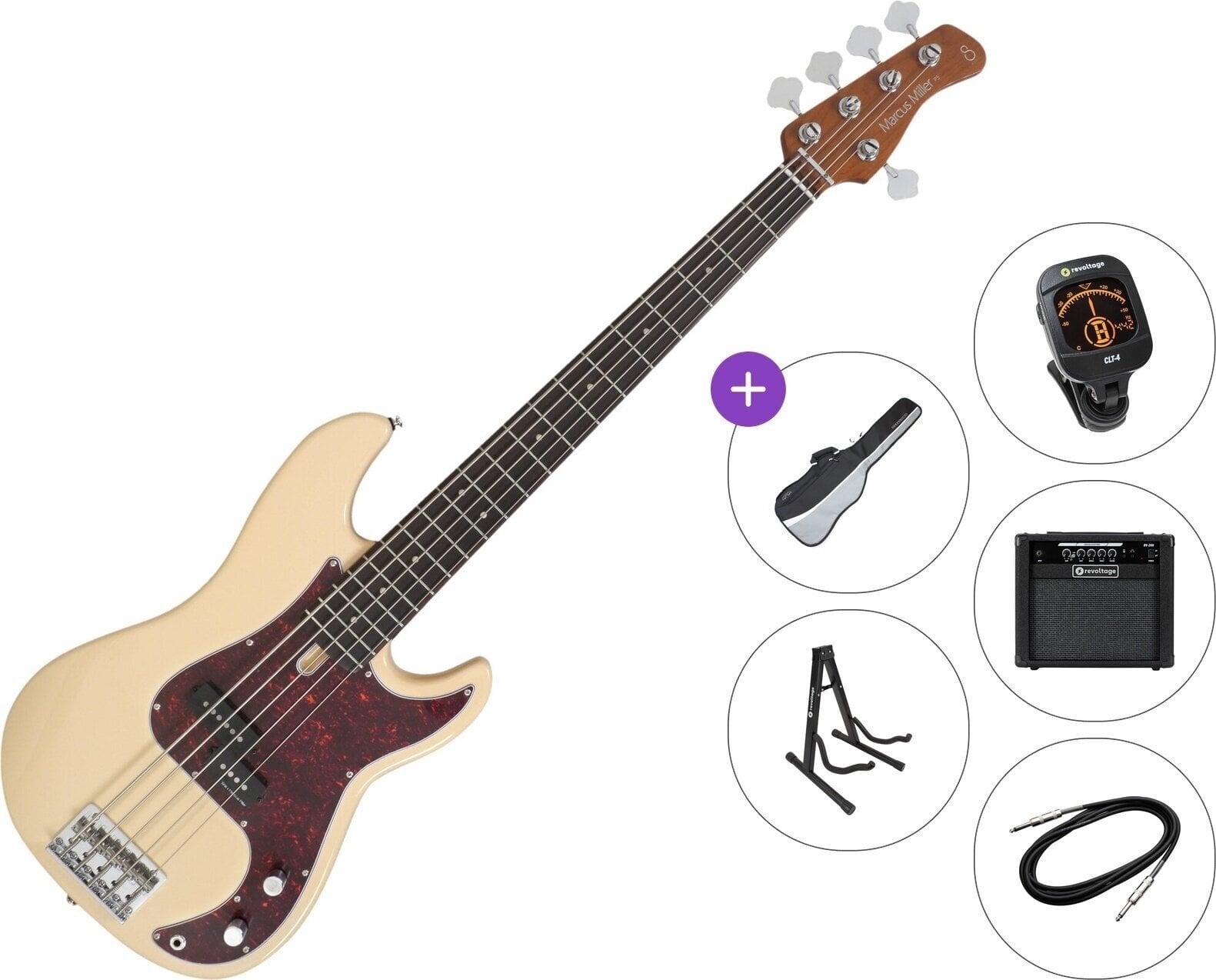 5-strenget basguitar Sire Marcus Miller P5R Alder-5 Premium SET Vintage White 5-strenget basguitar