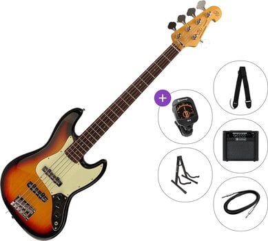 5 strunska bas kitara SX SJB62/5 Premium SET 3-Tone Sunburst 5 strunska bas kitara - 1