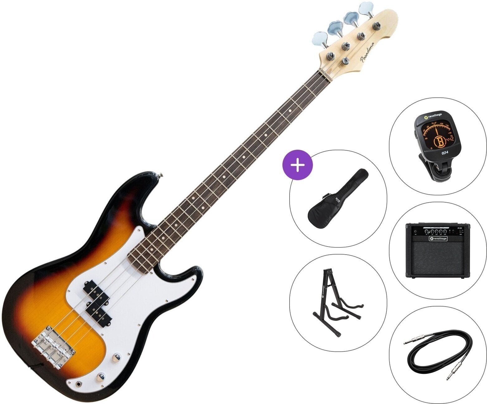 Električna bas kitara Pasadena STB-150 Premium SET Sunburst Električna bas kitara