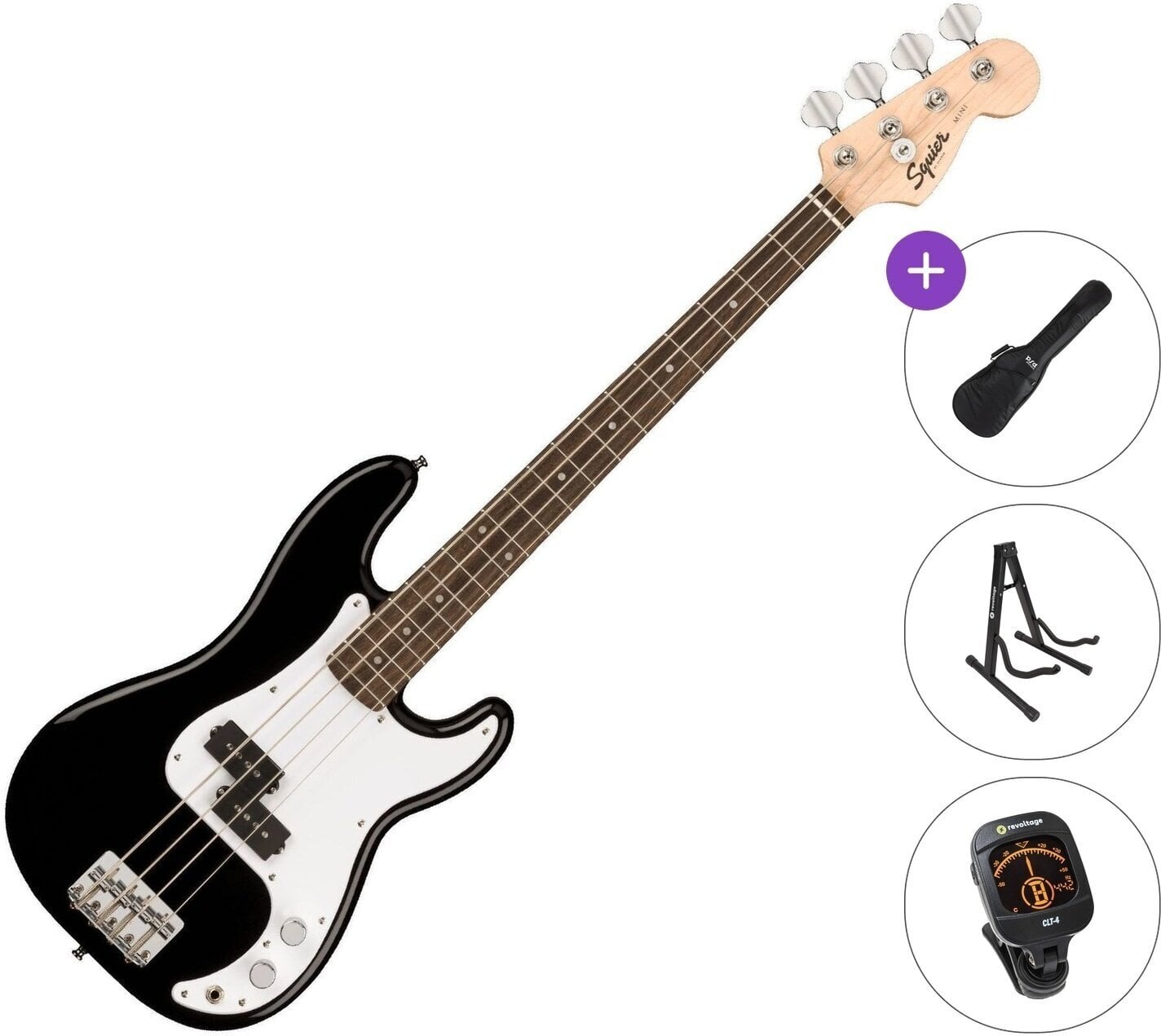 4-strenget basguitar Fender Squier Mini Precision Bass IL Standard SET Black 4-strenget basguitar