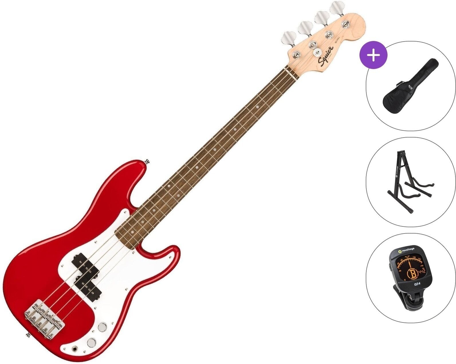 Električna bas kitara Fender Squier Mini Precision Bass IL Standard SET Dakota Red Električna bas kitara