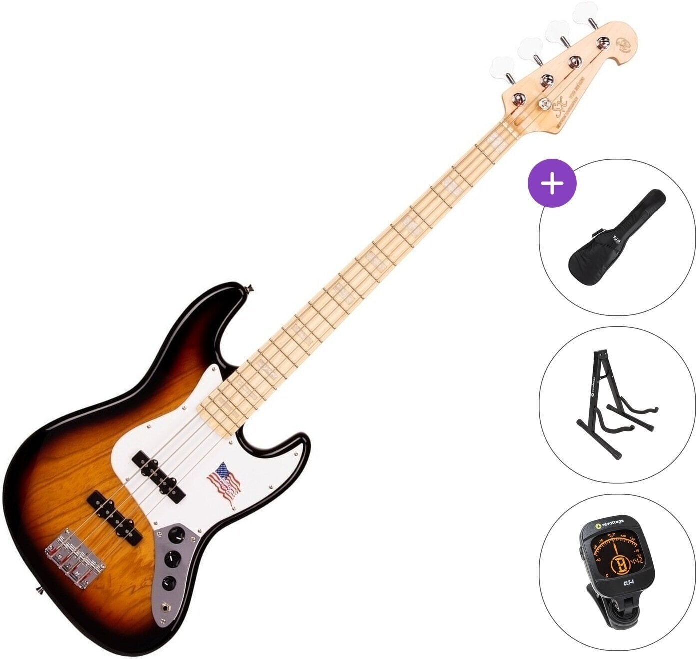 Električna bas kitara SX SJB75 Standard SET 3-Tone Sunburst Električna bas kitara