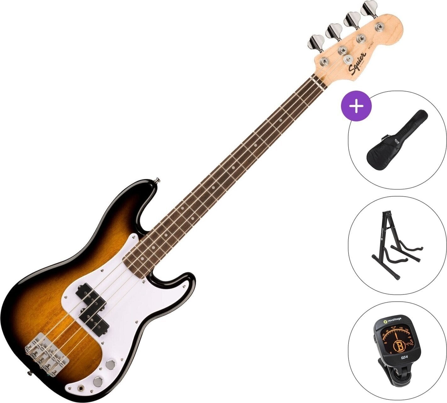 Električna bas kitara Fender Squier Mini Precision Bass LRL Standard SET 2-Color Sunburst Električna bas kitara