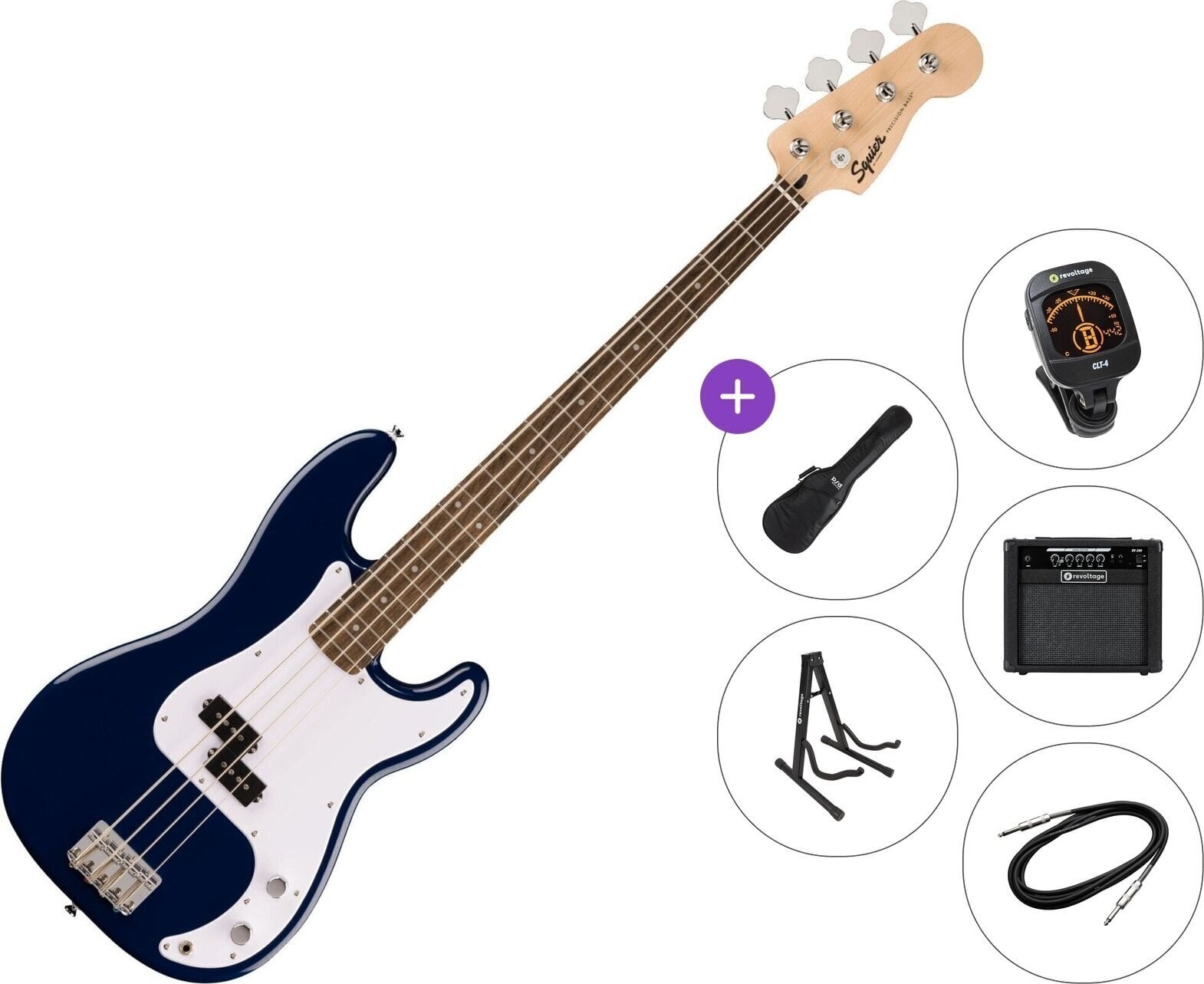 Električna bas kitara Fender Squier Sonic Precision Bass LRL Premium SET Midnight Blue Električna bas kitara