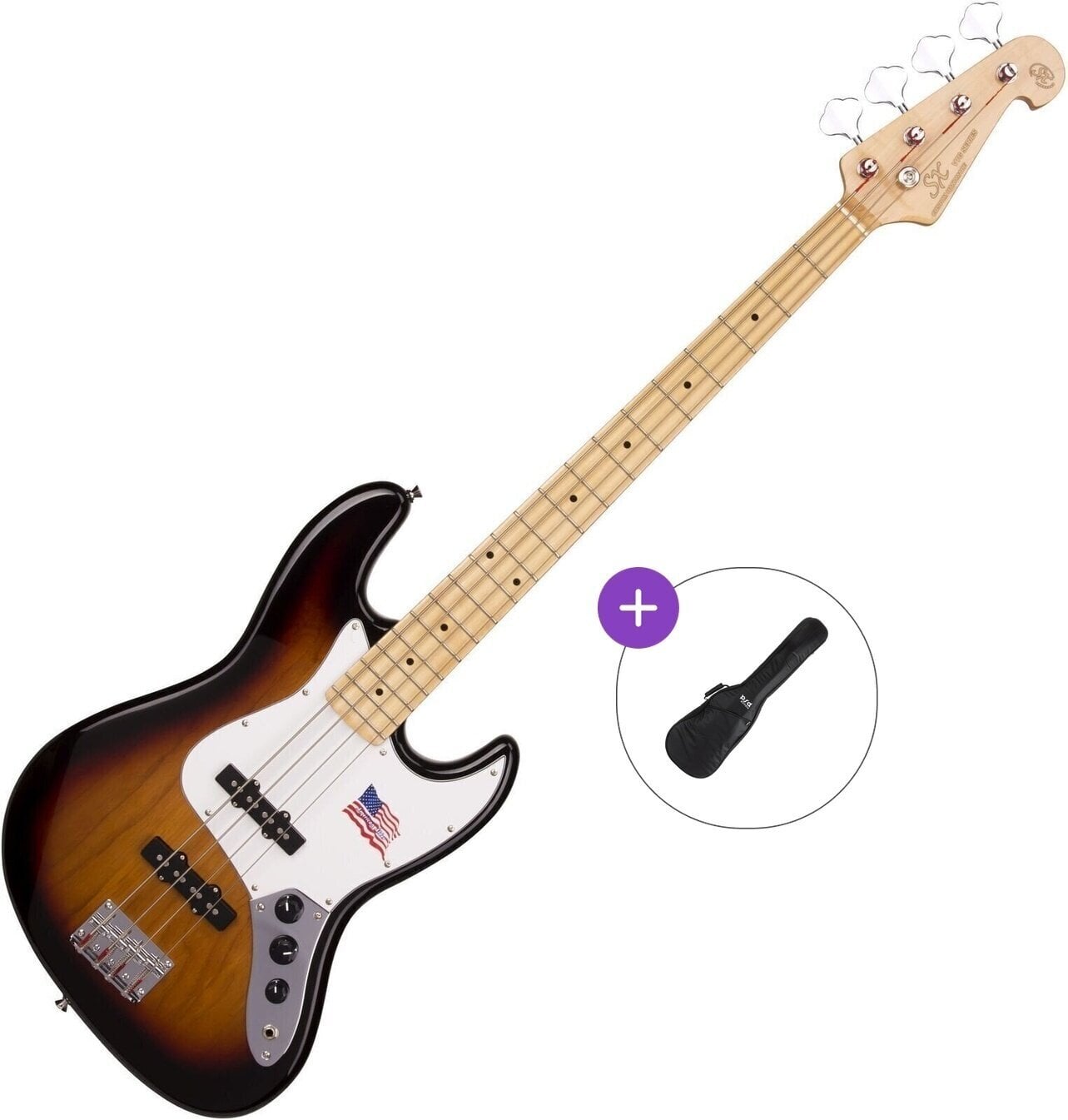 Električna bas gitara SX SJB-ALDER Basic SET 3-Tone Sunburst Električna bas gitara