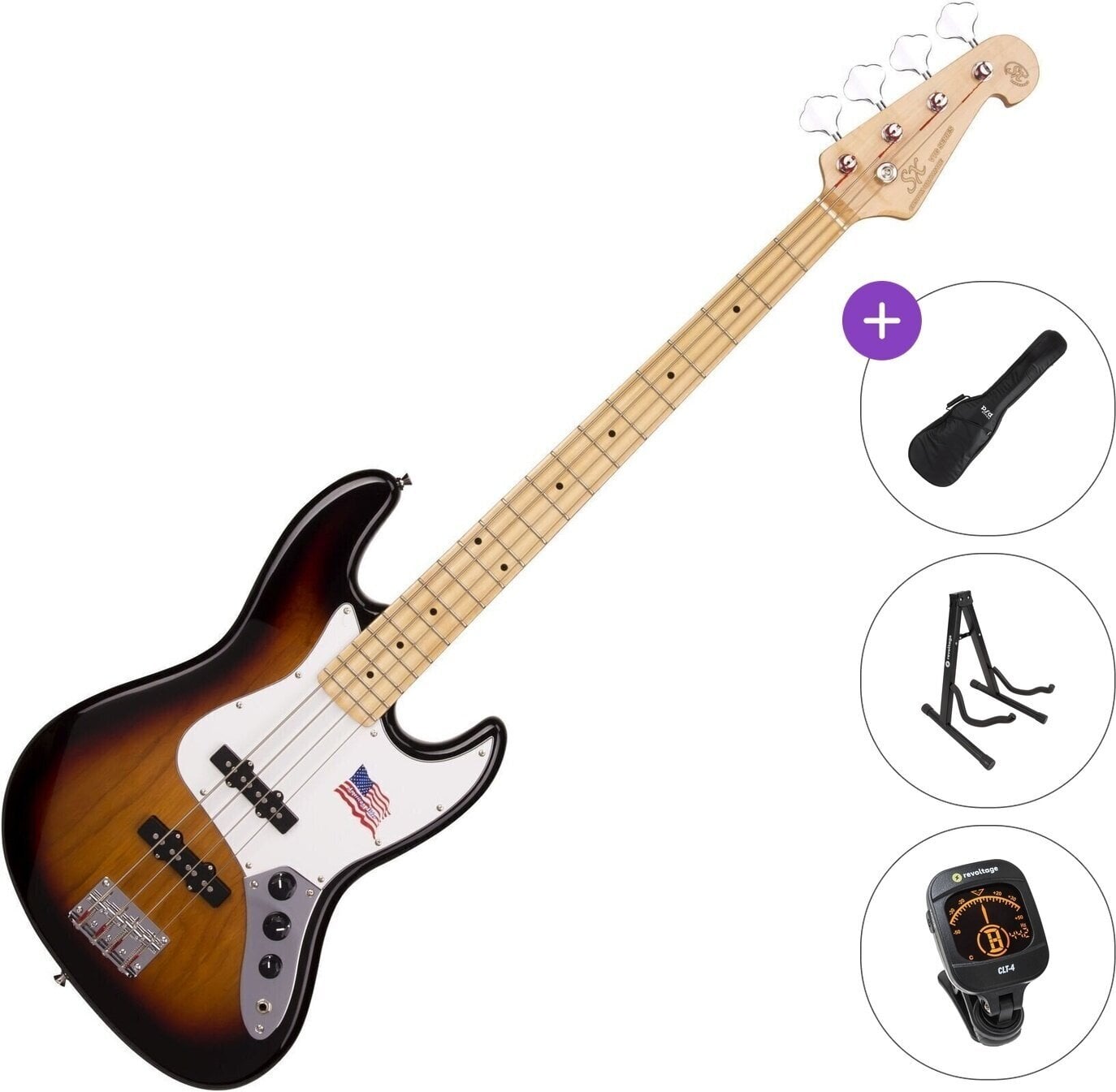 4-strenget basguitar SX SJB-ALDER Standard SET 3-Tone Sunburst 4-strenget basguitar